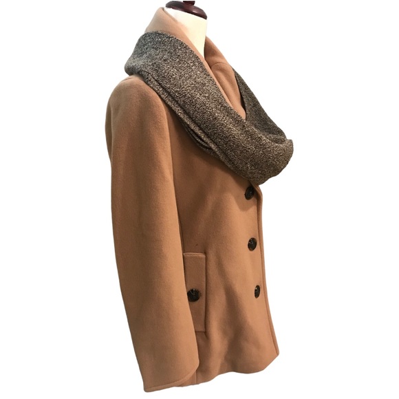 Calvin Klein Ladies Wool Cashmere Blend Classic Pea Coat XS Camel Pockets New - Picture 7 of 16